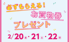 必ずもらえる！お買物券プレゼント